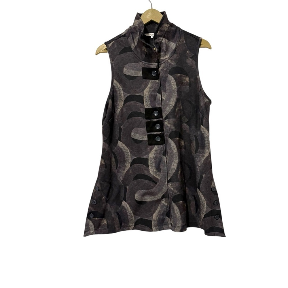 John Mark Gray Abstract Artsy Print Button Up Tunic Vest Size Small‎